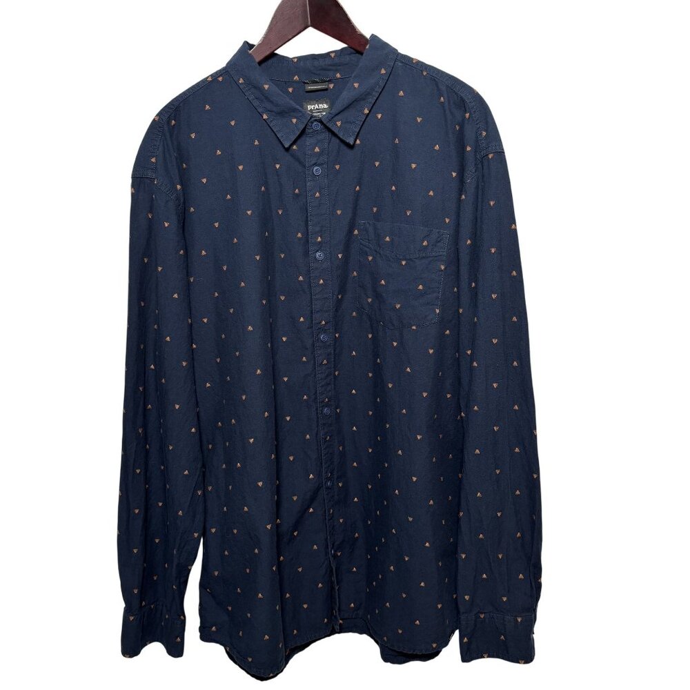 Prana Casual Mens XXL Button-Up Long Sleeve Shirt Standard Preppy